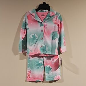 Kids Pajama Set in Pink and Green